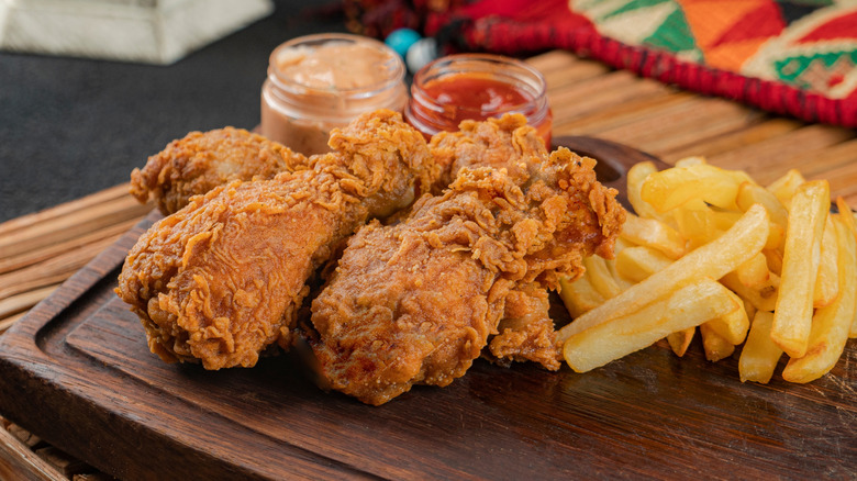 Broasted chicken and fries