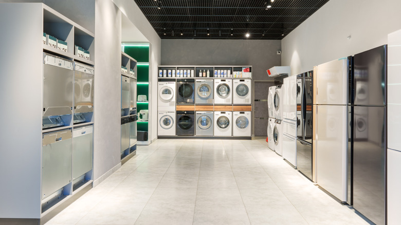 Kitchen appliance showroom in a modern retail store