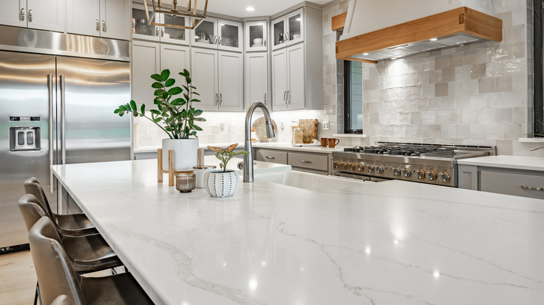 kitchen with quartz countertops