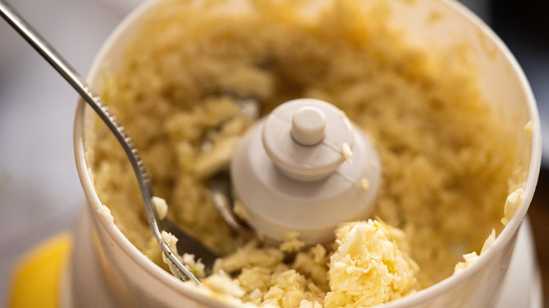 Garlic minced in a food processor