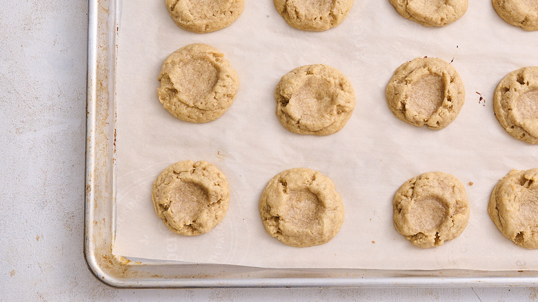 baked cookies on a sheet tray
