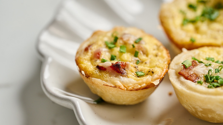 mini quiche cup on a plate