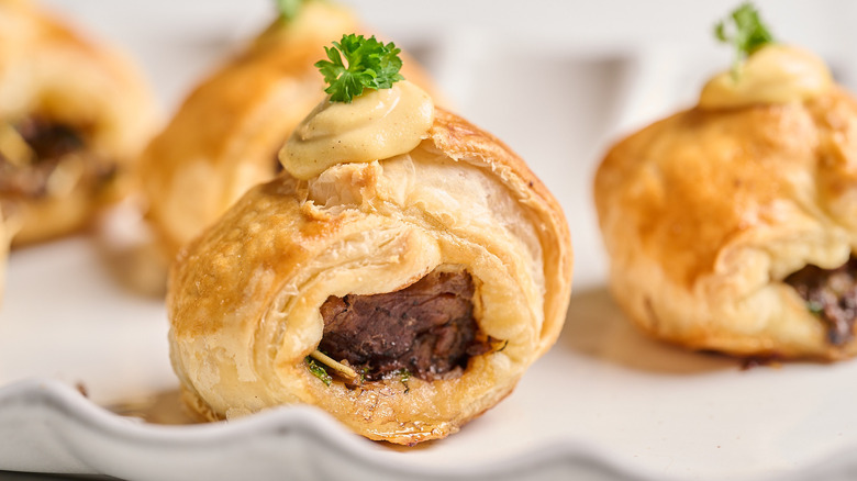 mini beef wellington bite on a plate