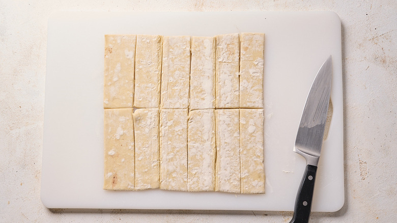 puff pastry sheet sliced into sections