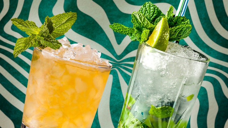 Mint julep and mojito cocktails