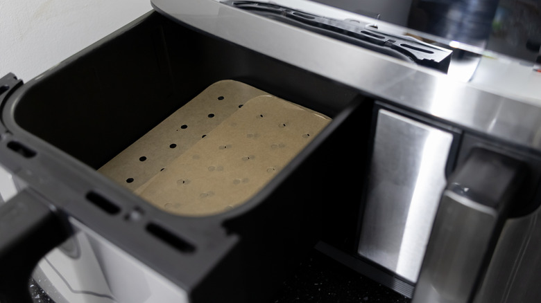 Perforated parchment paper in an air fryer