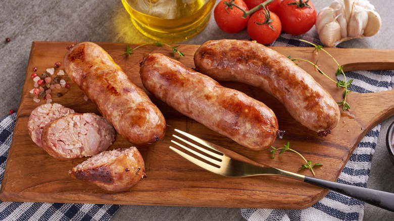 sausage on cutting board