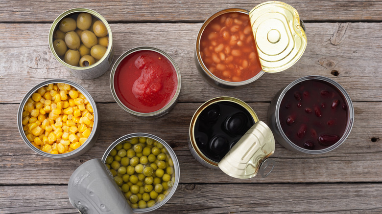 An assortment of canned vegetables