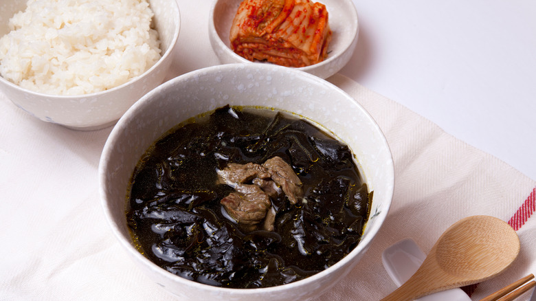 prepared miyeokguk served in bowl
