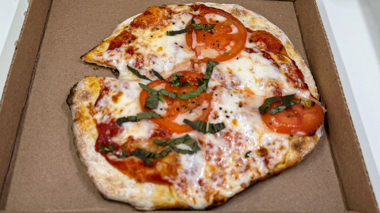 MOD Pizza's MOD-gherita pizza in a pizza box