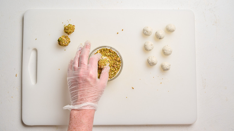 goat cheese balls coated in pistachios