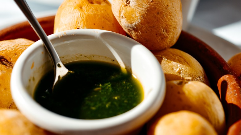 potatoes served with mojo verde