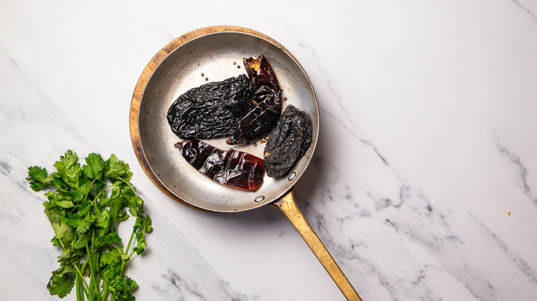 chiles in pan