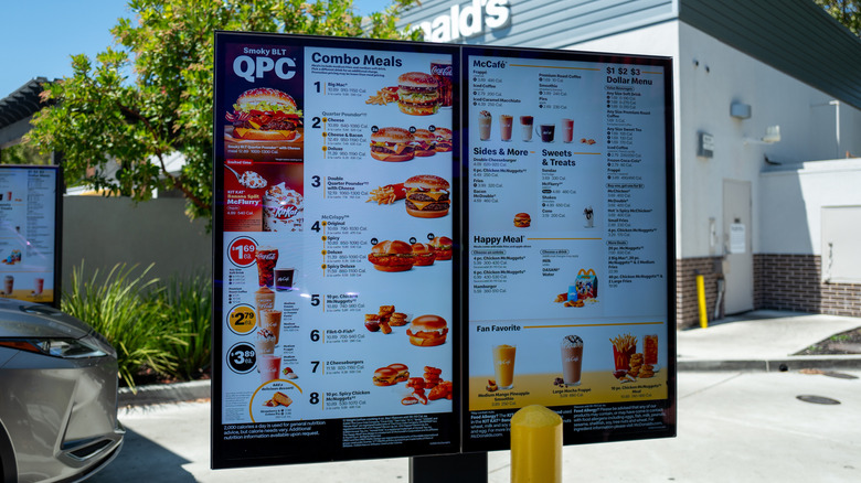 McDonald's drive-thru menu
