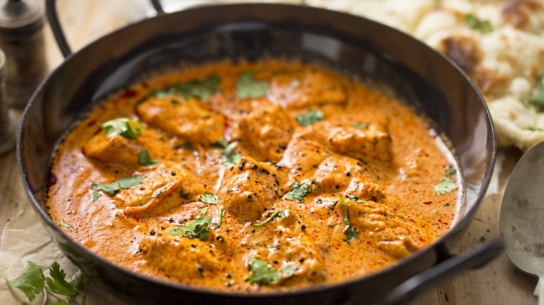 Chicken tikka masala in a skillet
