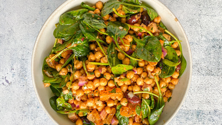 moroccan chickpea salad in bowl 
