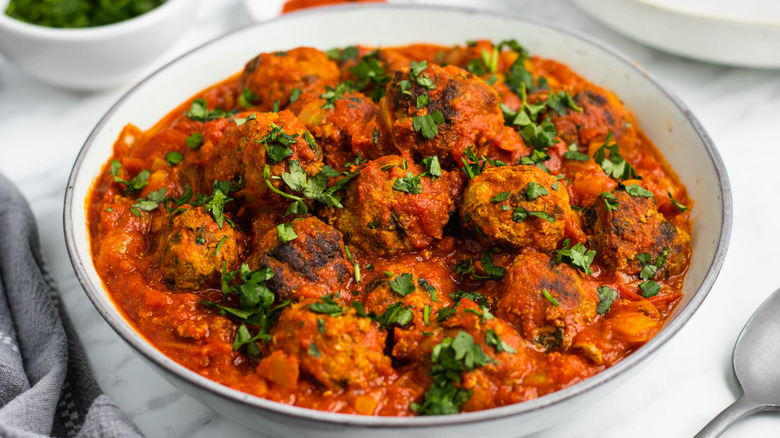 meatballs topped with cilantro