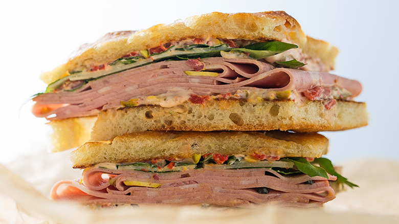 mortadella focaccia sandwich