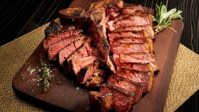 Morton's Porterhouse Steak on a cutting board