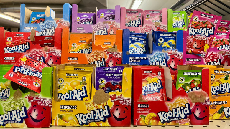Assorted boxes and packets of Kool-Aid