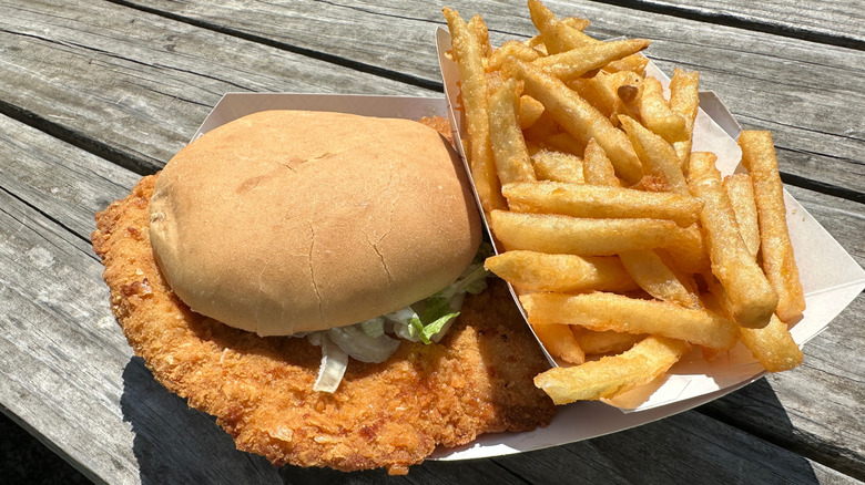 pork tenderloin sandwich with fries