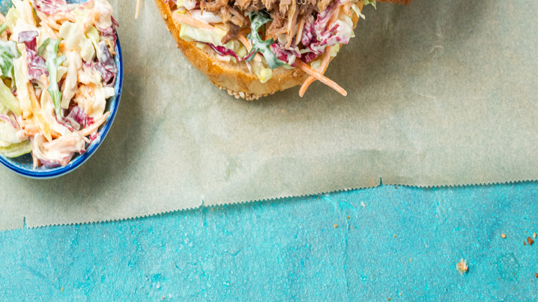 Pulled pork sandwiches with gold sauce