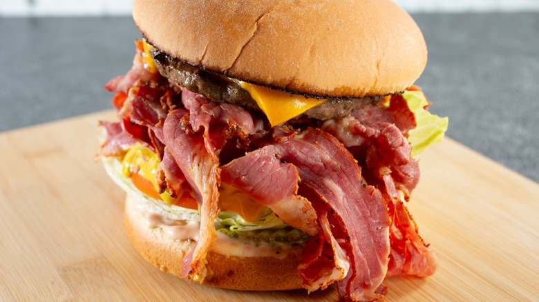 Pastrami burger loaded with pastrami