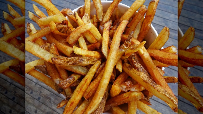 Big bucket of boardwalk vinegar fries