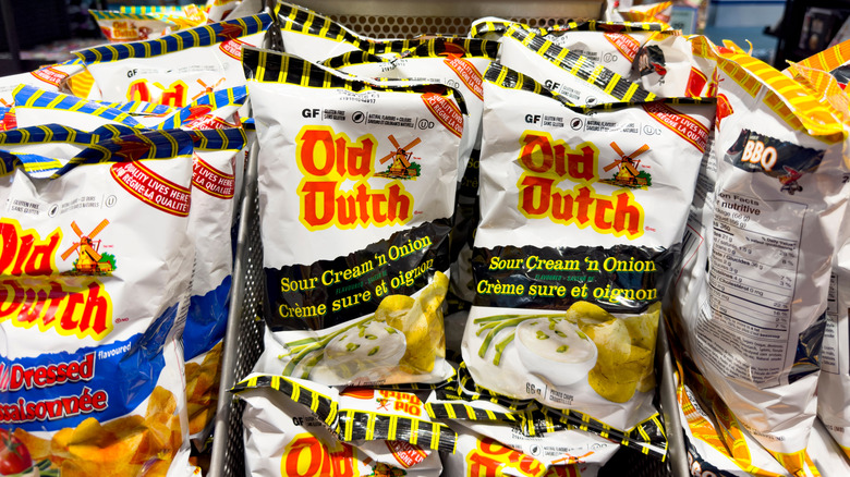 Bags of Old Dutch chips on display at store