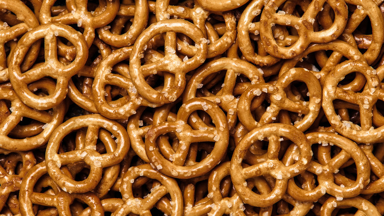 Overhead shot of hard pretzels