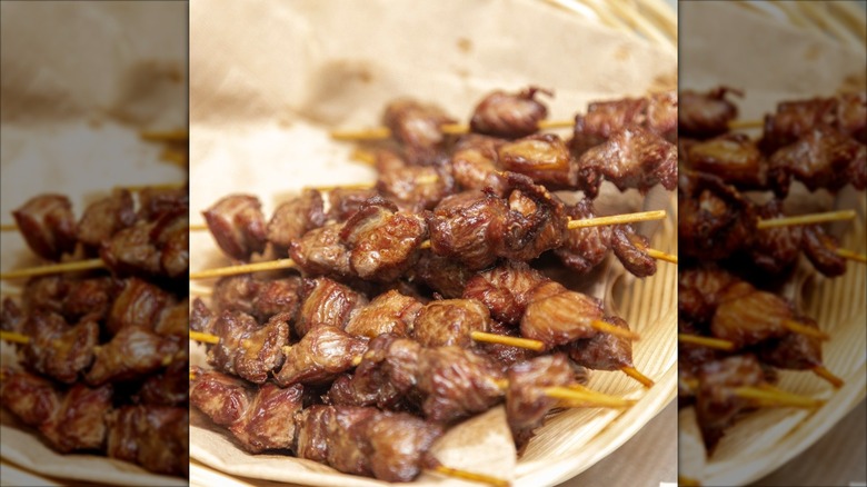 Chislic skewers in basket