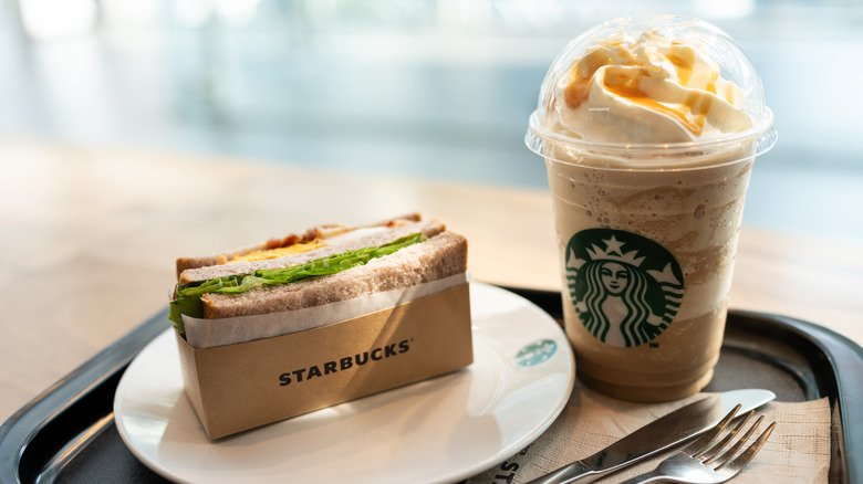 Starbucks sandwich and Frappuccino