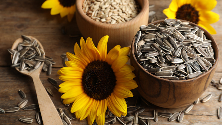 Sunflower seeds, flowers
