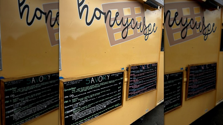 Closeup of food truck with menu