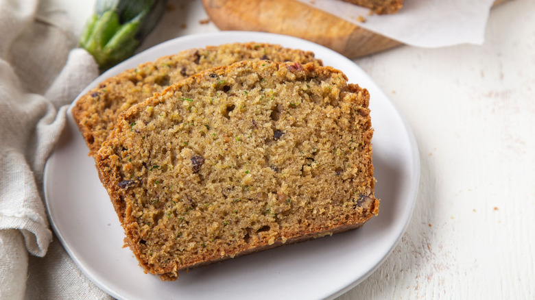 slices of zucchini bread on plate
