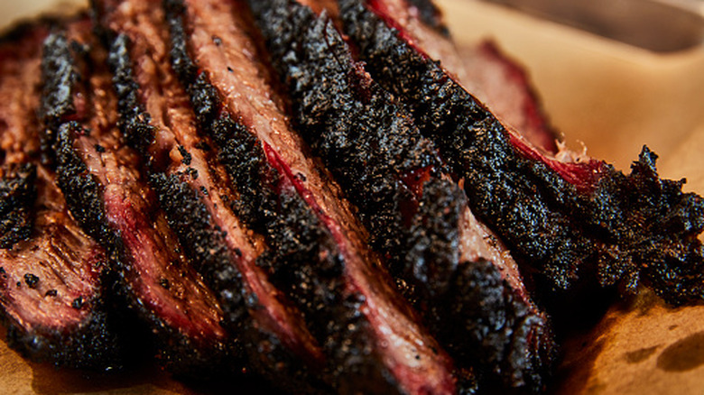 Brisket with dark crust bark