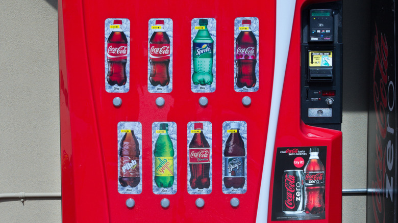 Mr. Pibb on soda vending machine.