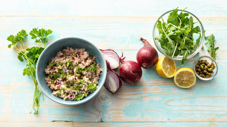 Tuna salad and fresh ingredients