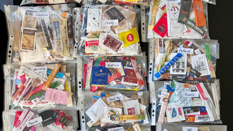 Sugar Packet Collection in Plastic Bags