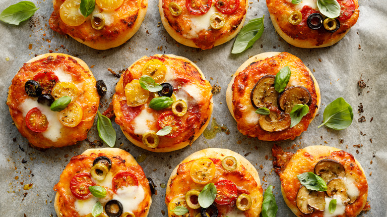 Muffin pan pizza bites with toppings