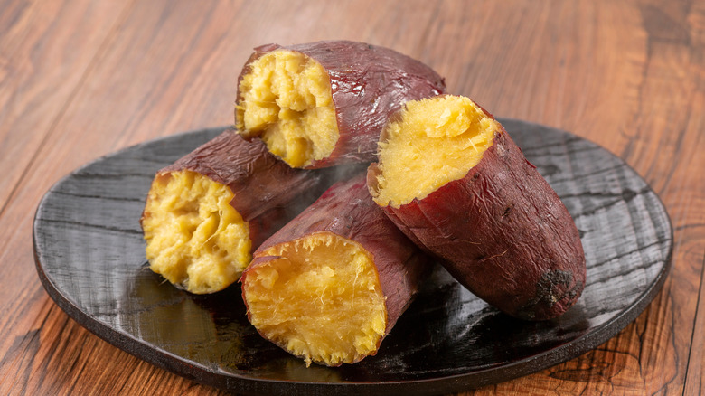 Murasaki sweet potatoes in a basket
