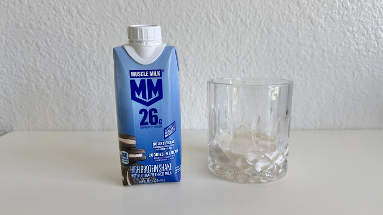 Muscle Milk Cookies 'N Crème in a glass