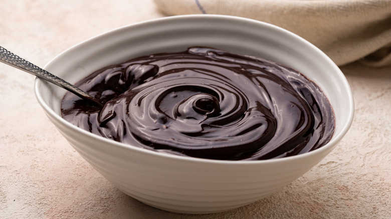 chocolate ganache in bowl 