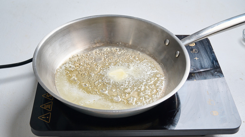 melting butter in a skillet