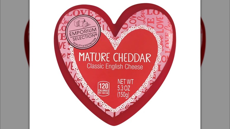 Product image of a heart shaped mature cheddar cheese from Aldi