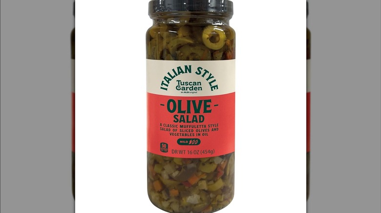 A jar of Italian-style muffuletta salad