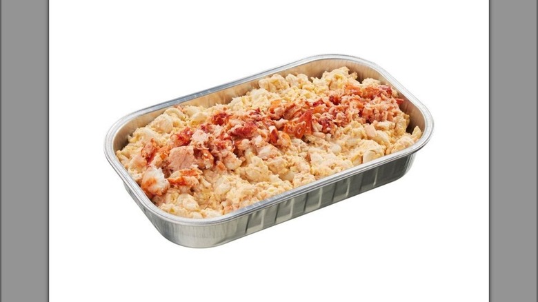 Foil tray of Kirkland Signature Lobster Mac and Cheese