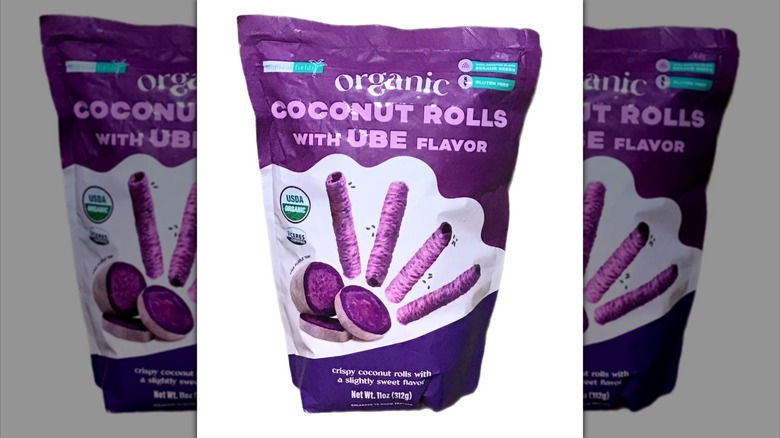 Purple bag of Tropical Fields Ube Flavored Coconut Rolls
