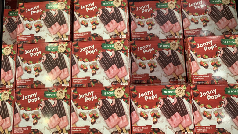 boxes Johnny Pops chocolate dipped strawberries pops at Costco
