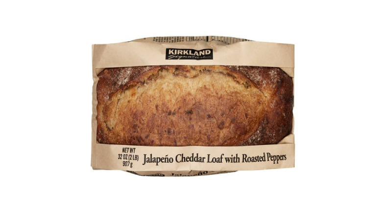 Lof of Kirkland Signature Jalapeño Cheddar bread inside paper wrapping
